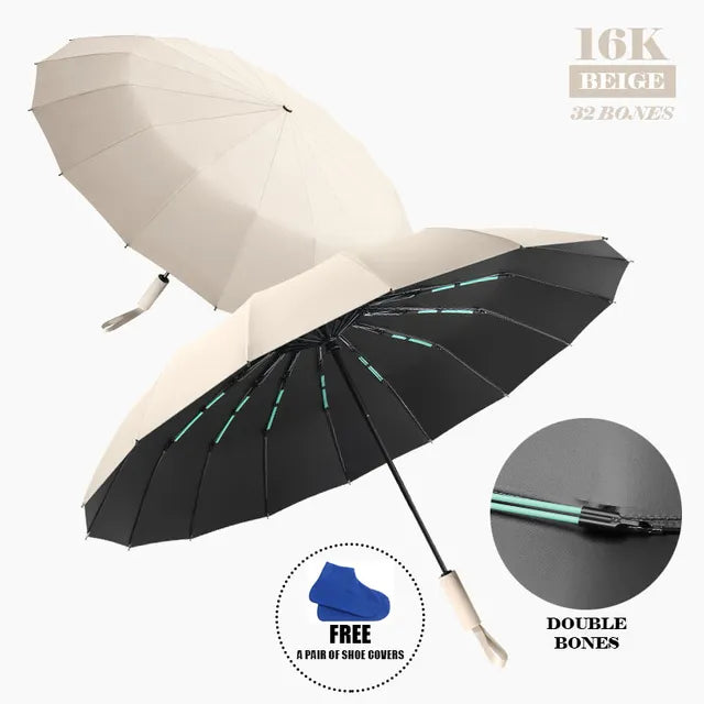 16K Double Bones Large Umbrella Men Womens Windproof Compact Umbrellas Automatic Fold Business Luxury Sun Rain Umbrella Travel