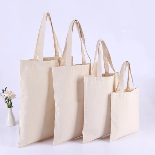 5 pcs black/white/beige High-Quality Women Men Handbags Canvas Tote bags Reusable Cotton grocery  shopping bag Eco Foldable