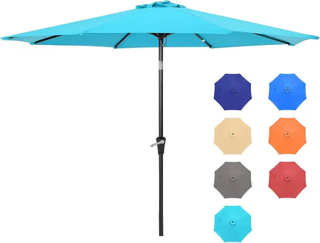 9FT  Umbrellas, Outdoor Patio Table Umbrella with Tilt Adjustment and Crank Lift System for Ourdoor Patio, Lawn, Backyard, Pool