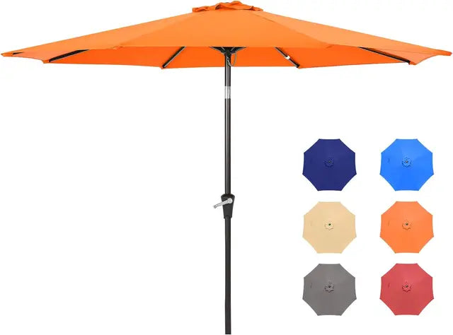 9FT  Umbrellas, Outdoor Patio Table Umbrella with Tilt Adjustment and Crank Lift System for Ourdoor Patio, Lawn, Backyard, Pool