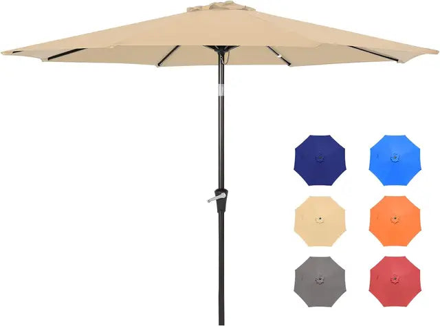 9FT  Umbrellas, Outdoor Patio Table Umbrella with Tilt Adjustment and Crank Lift System for Ourdoor Patio, Lawn, Backyard, Pool