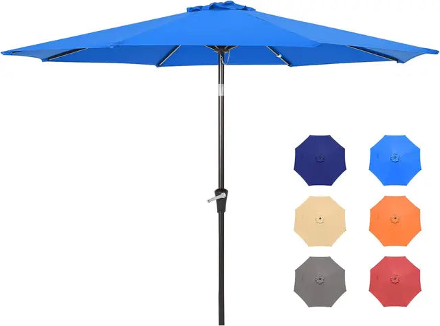 9FT  Umbrellas, Outdoor Patio Table Umbrella with Tilt Adjustment and Crank Lift System for Ourdoor Patio, Lawn, Backyard, Pool