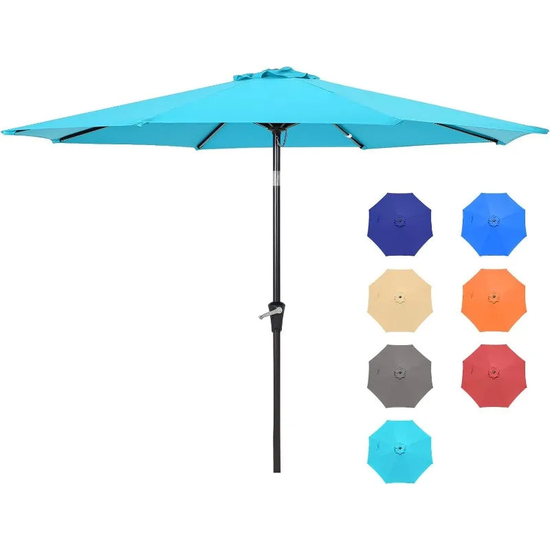 9FT  Umbrellas, Outdoor Patio Table Umbrella with Tilt Adjustment and Crank Lift System for Ourdoor Patio, Lawn, Backyard, Pool