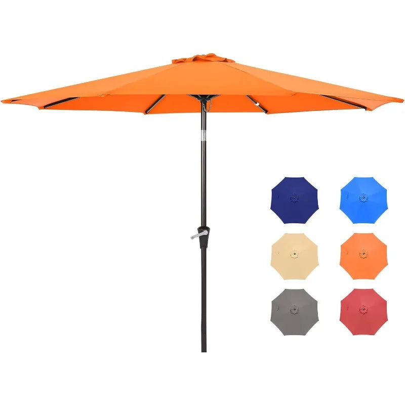 9FT  Umbrellas, Outdoor Patio Table Umbrella with Tilt Adjustment and Crank Lift System for Ourdoor Patio, Lawn, Backyard, Pool