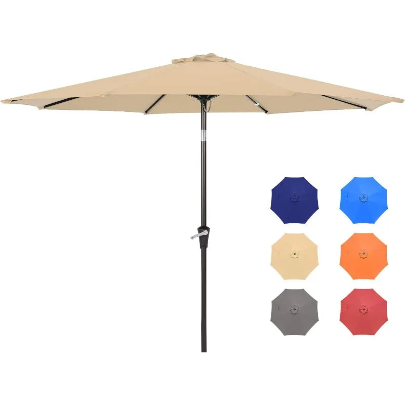 9FT  Umbrellas, Outdoor Patio Table Umbrella with Tilt Adjustment and Crank Lift System for Ourdoor Patio, Lawn, Backyard, Pool