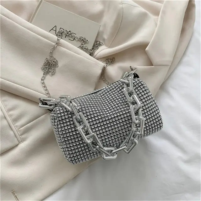 MYSTRISA™Fashion Glitter Evening Bag Elegant Women Trend Luxury Shiny Handbag Dinner Party Wedding Purse Shoulder Underarm Bag