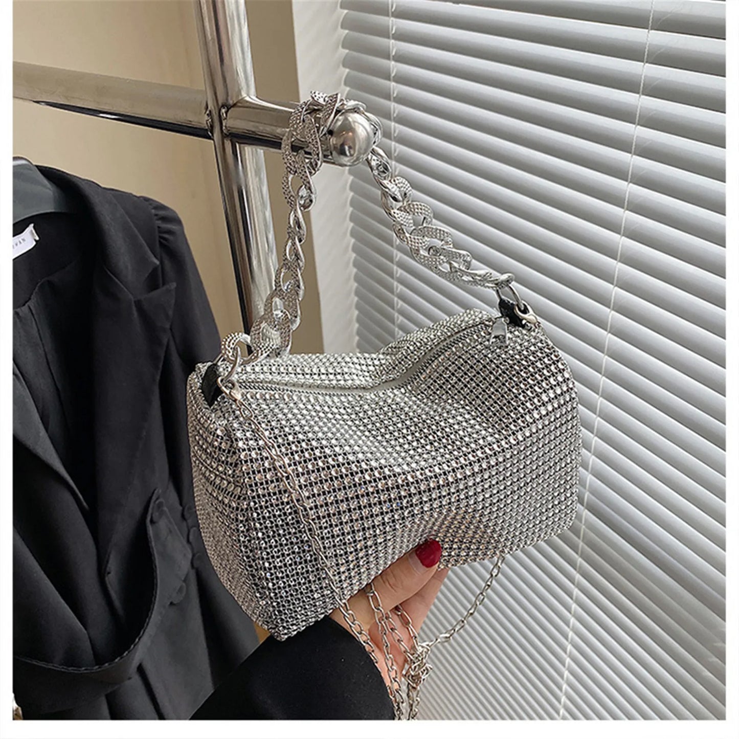 MYSTRISA™Fashion Glitter Evening Bag Elegant Women Trend Luxury Shiny Handbag Dinner Party Wedding Purse Shoulder Underarm Bag