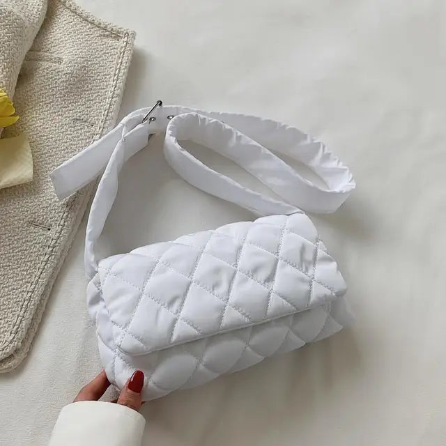 MYSTRISA™Fashion Women Winter Handbags Nylon Square Flap Quilted Crossbody Bag Pouch Female Small Cotton Padded Shopping Shoulder Bag