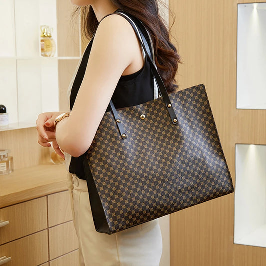MYSTRISA™Luxury Women's PU Leather Handbag Fashion Large Capacity Messenger Shoulder Bag For Commuting Casual Versatile Tote Bag