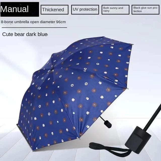 New Bear Umbrella Vinyl Sun Protective Sunshade Three Fold Automatic Umbrella Brown Bear Umbrella Sun Umbrella