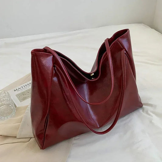 MYSTRISA™Women Tote Bag Fashion Underarm Pouch Large Capacity Soft Pu Leather Shoulder Bag Retro Crossbody Bag Casual Portable BucketBags