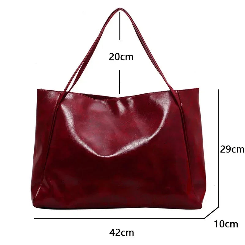 MYSTRISA™Women Tote Bag Fashion Underarm Pouch Large Capacity Soft Pu Leather Shoulder Bag Retro Crossbody Bag Casual Portable BucketBags